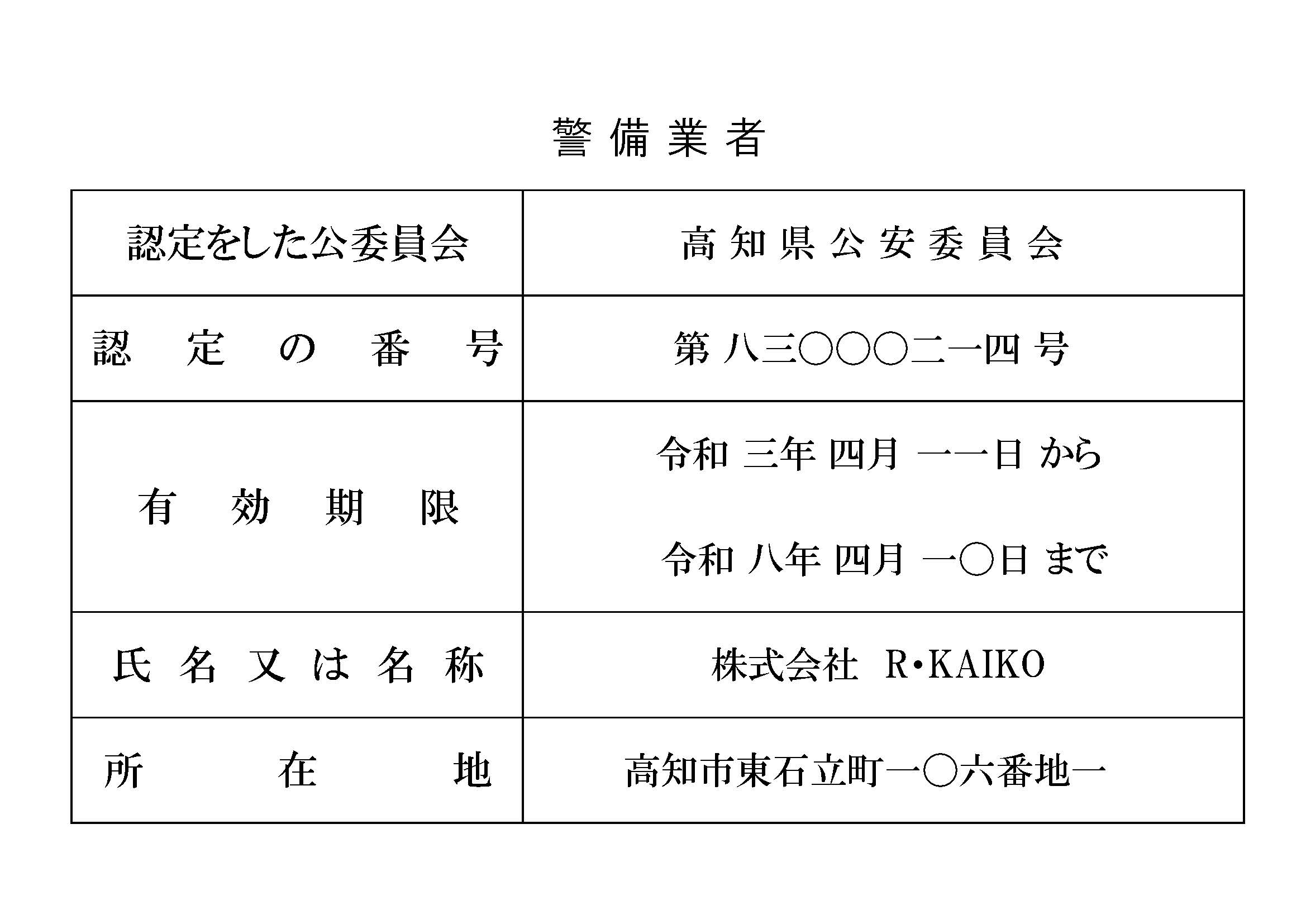 警備業認定